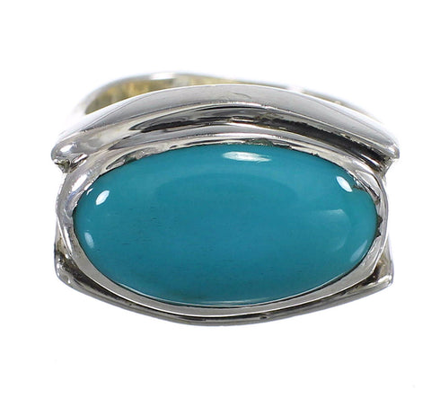 Southwest Turquoise Silver Ring Size 5 QX83762